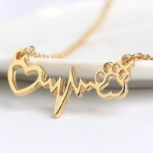 Paw Print Heart Beat Heart Necklace